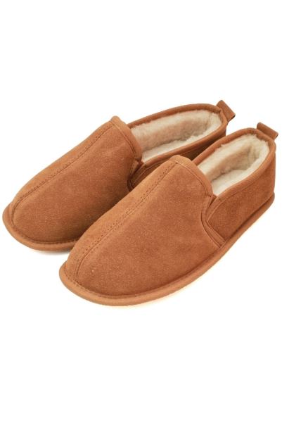 Chestnut Mountain Warehouse Mens Sheepskin Lined Soft Suede Sole Slippers New