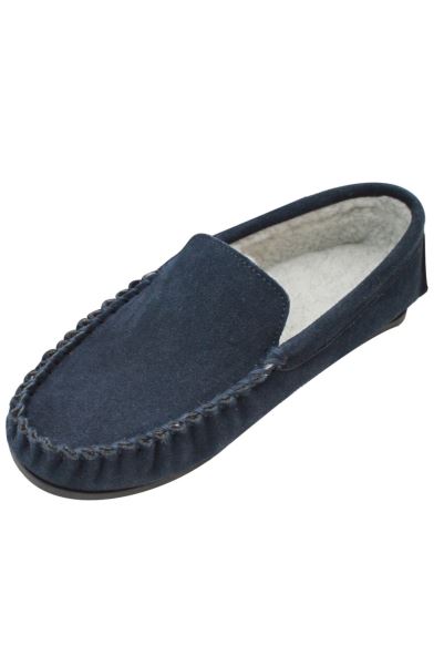 Berber Mens Fleece Lined Suede Moccasins Collection Mountain Warehouse Navy