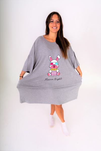 Mountain Warehouse Womens Super Soft Lounge Sleep T-Shirt Origins Grey-Bunny