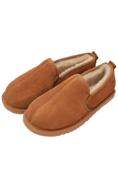 Chestnut Collection Mens Sheepskin Lined Hard Sole Slippers Mountain Warehouse
