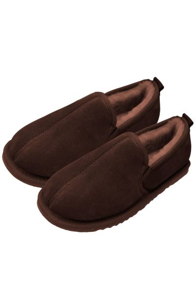 Chocolate Mens Sheepskin Lined Hard Sole Slippers Mountain Warehouse Collections