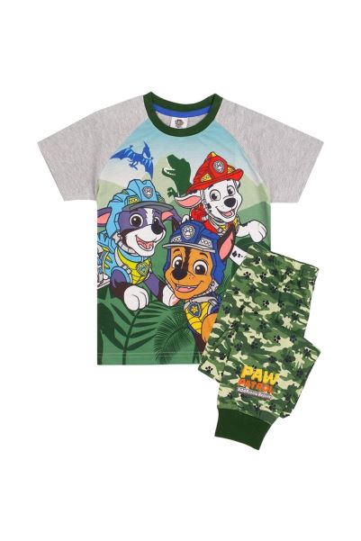 New Mountain Warehouse Roar-Some Rescue Dinosaur Boys Pyjama Set Grey-Green
