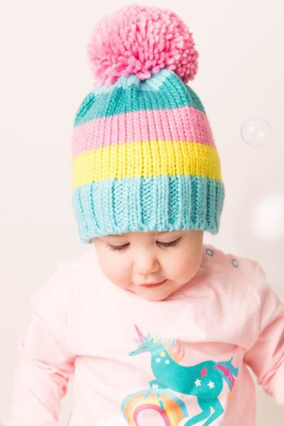 Toddler Striped Bobble Hat Pastel-Stripe Mountain Warehouse Collections
