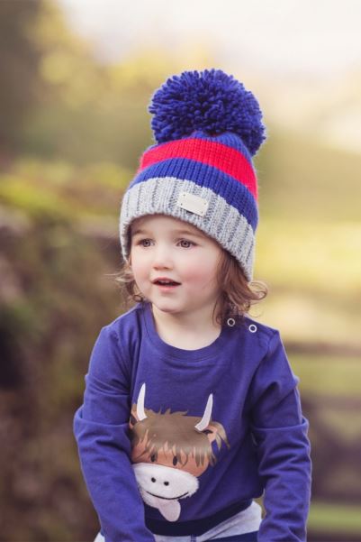 Toddler Striped Bobble Hat Blue-Red Origin Mountain Warehouse