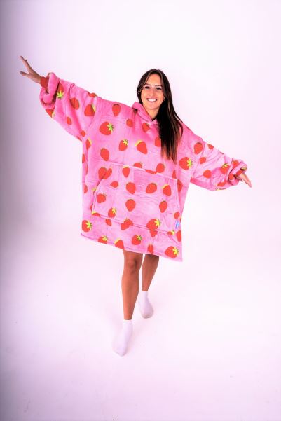 Womens Super Soft Lounge Wearable Blanket Pink-Strawberry Original Mountain Warehouse