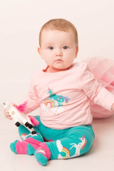 Mountain Warehouse New Unicorn Baby/Toddler Long Sleeve Top Pale-Pink-Teal