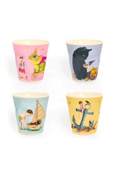 Mountain Warehouse Brand Set Of 4 Cups - Boat, Anchor, Cat & Frog Multicoloured