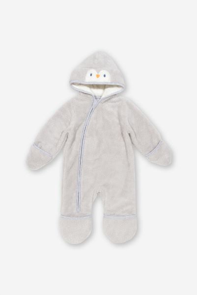 Grey Baby Hatchling Hooded Fleece Onesie New Mountain Warehouse